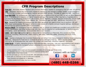 CPR Programs, Descriptions, and Prices. 
